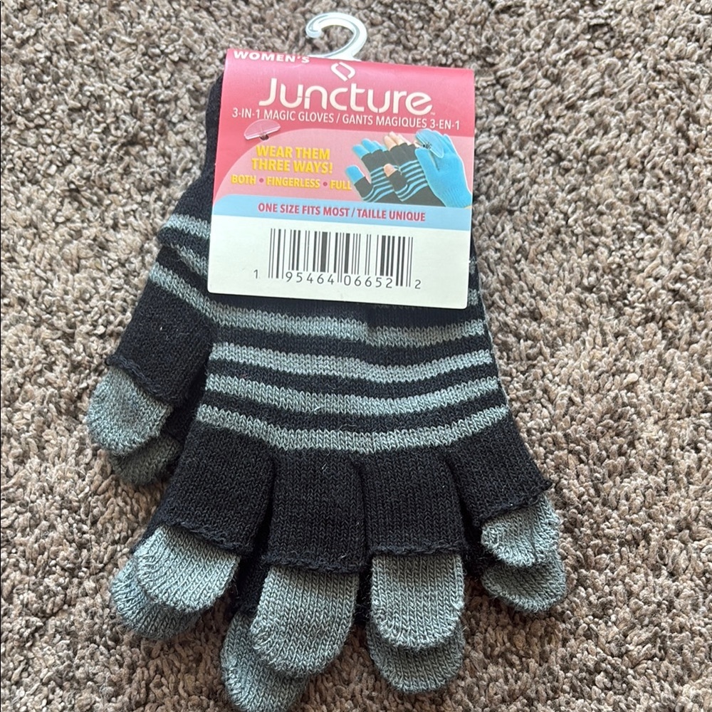 Women's Black and Gray Magic Gloves